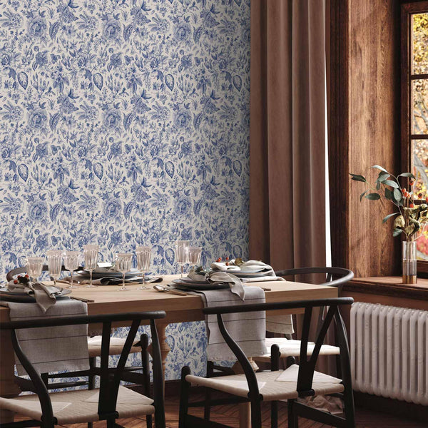 Tappezzeria murale - Illustration with blue flowers