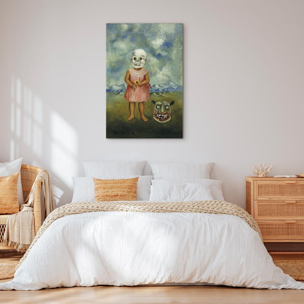 Quadro - Frida Kahlo – Girl with Death Mask (She Plays Alone)