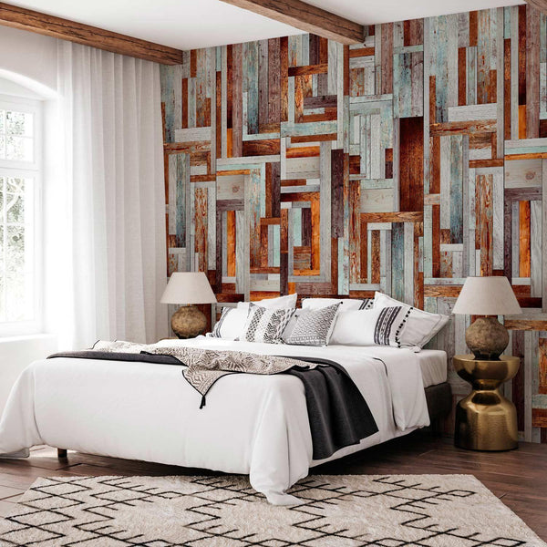 Carta da parati - Labirinto di tavole di legno