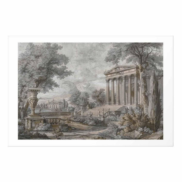 Poster - Temple on the Hill - Greek Architecture in Muted Tones