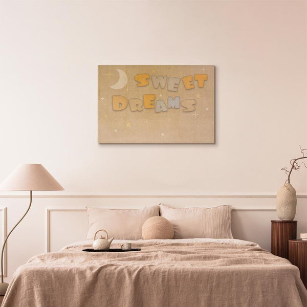 Quadro - Sweet Dreams - Pastel Inscription Surrounded by the Moon and Stars