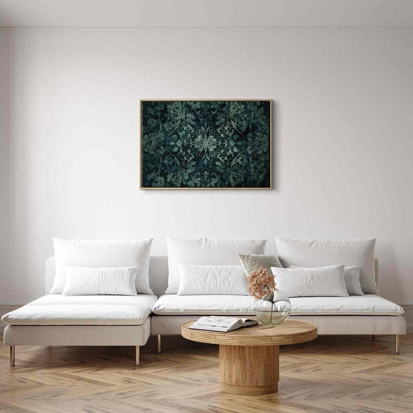 Quadro - Oriental Pattern Carpet: Emerald Ornaments and Worn Patterns