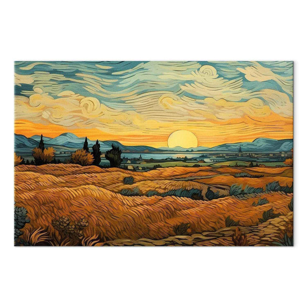 Quadro - Impressionistic fields - painted golden landscape with fields of grain