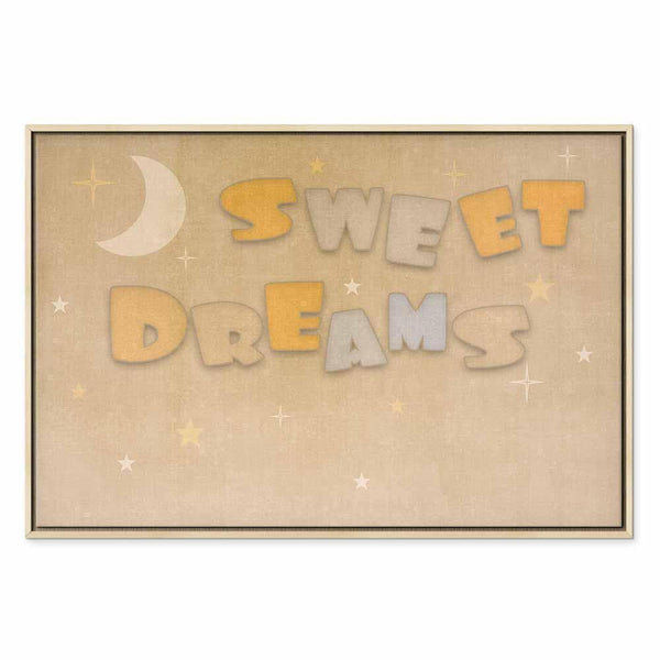 Quadro - Sweet Dreams - Pastel Inscription Surrounded by the Moon and Stars