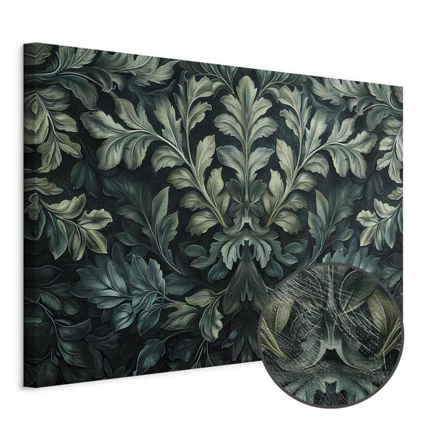 Quadro - Dark Green Victorian Leaves: Botanical Carved Composition