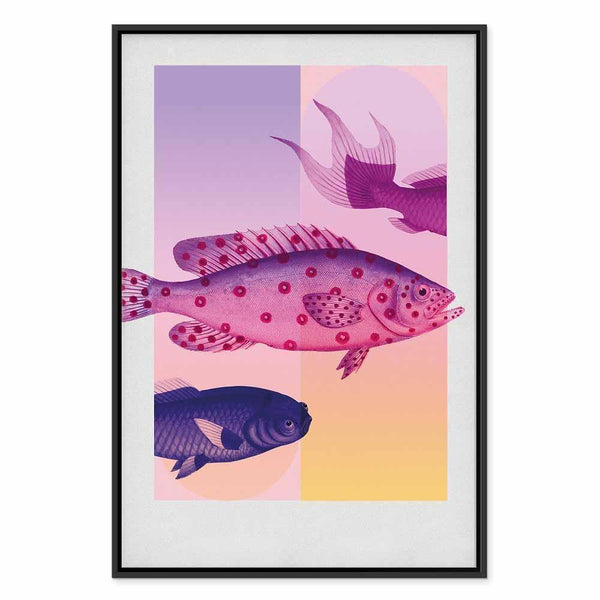 Quadro - Fish in Pastels - Stylized Fish Against Gradient Shapes