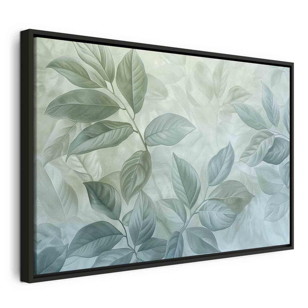Quadro - Large Leaves in Shades of Green-Mint: Botanical Motif