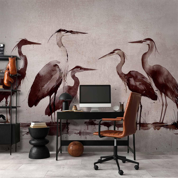 Carta da parati - Herons painted with ink