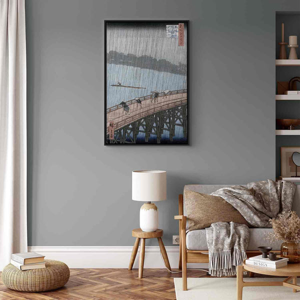 Quadro - Utagawa Hiroshige – Sudden Shower over Shin-Ohashi Bridge and Atake