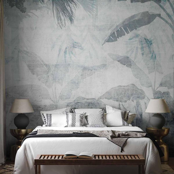 Carta da parati - Vanishing jungle - landscape of exotic nature in blue tones
