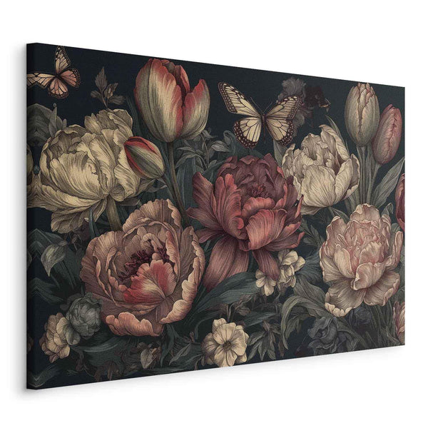 Quadro - Flowers on a turquoise background