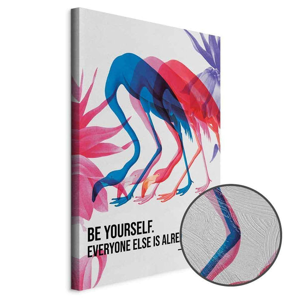 Quadro - Colorful Flamingos - Inspirational Quote with Colorful Bird Silhouettes