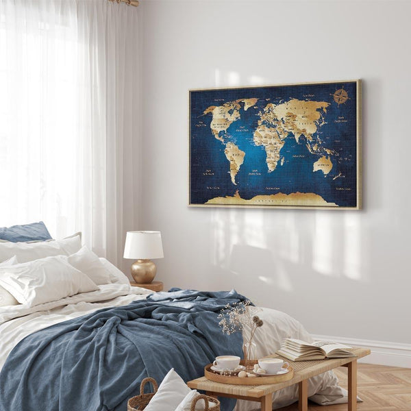 Quadro - World Map: The Dark Blue Depths