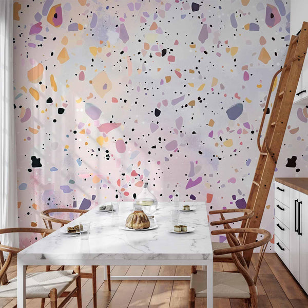 Carta da parati - Terrazzo in Confetti Style Violet-Pink Colorful Pattern
