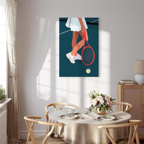 Quadro - Female Tennis Player With a Red Racket on the Court - Graphics