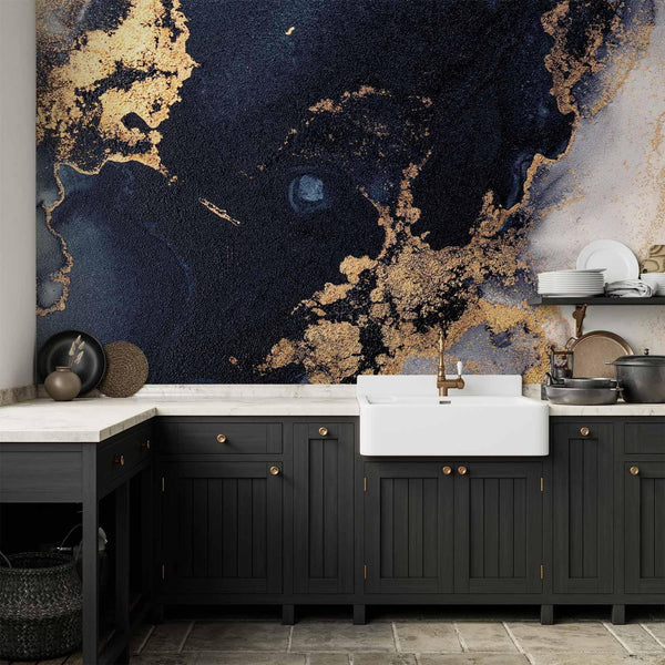 Carta da parati - Marble and Garnet - Abstract Textured Pattern Inspired by a Starry Sky