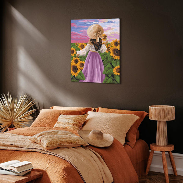 Quadro fai da te - Girl among sunflowers