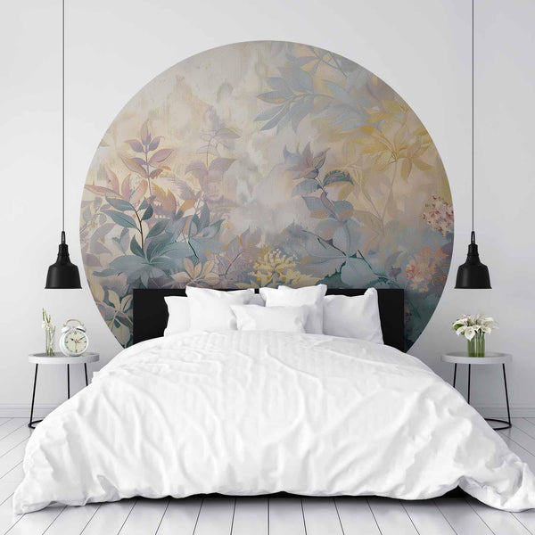 Carta da parati rotonda - Tapestry pattern with colourful flowers