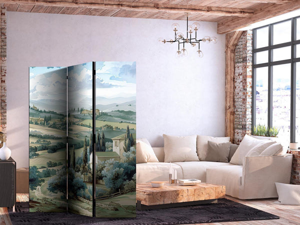 Paravento - Landscape with Green Fields and Trees - Tuscan Sunny View