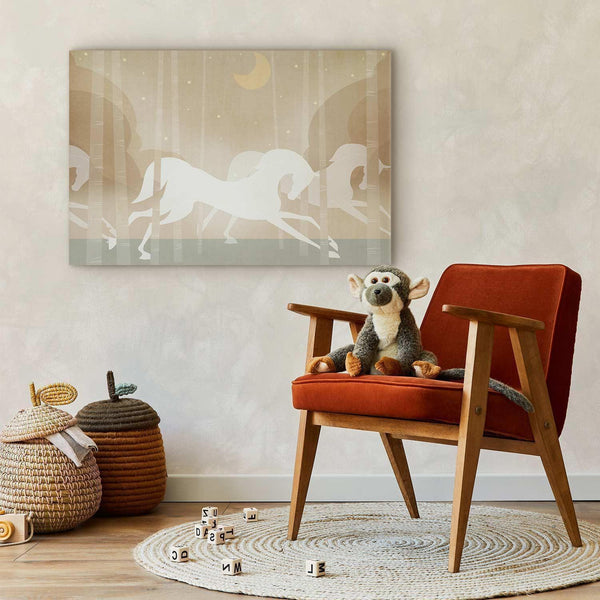 Quadro - Moon Horses - Horses Galloping Among Trees on a Starry Night