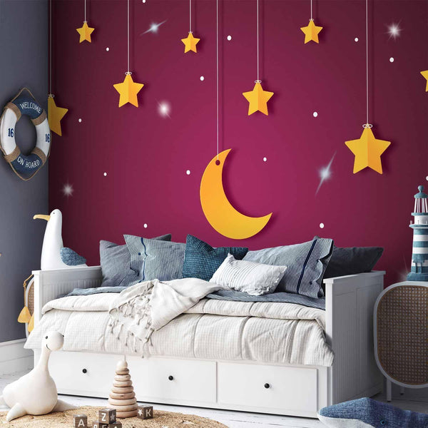Carta da parati - Skyline - violet night sky landscape with stars for children