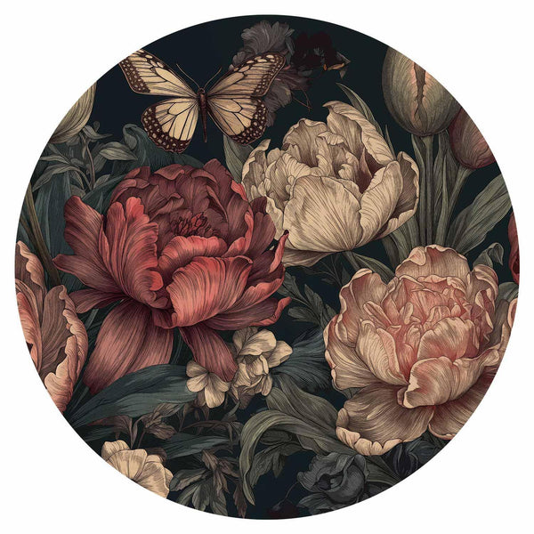 Carta da parati rotonda - Flowers on a turquoise background