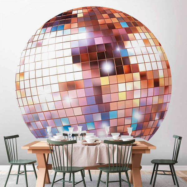 Carta da parati rotonda - Rose gold disco ball