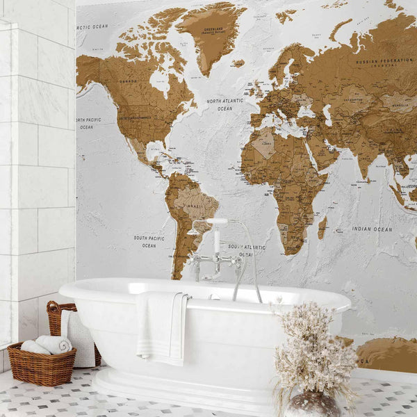 Carta da parati - World Map: White Oceans