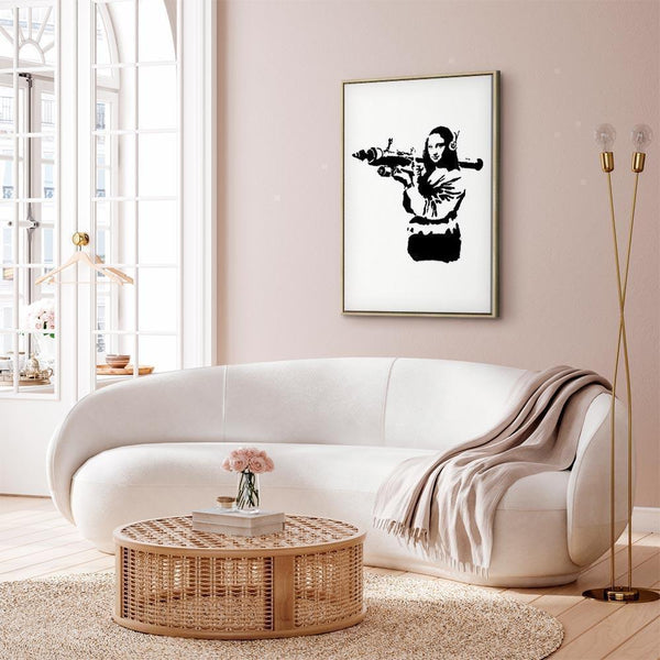 Quadro - Banksy Mona Lisa with Rocket Launcher (1 Part) Vertical