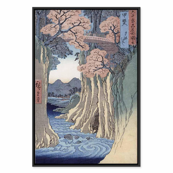 Quadro - Utagawa Hiroshige – The monkey bridge in the Kai province