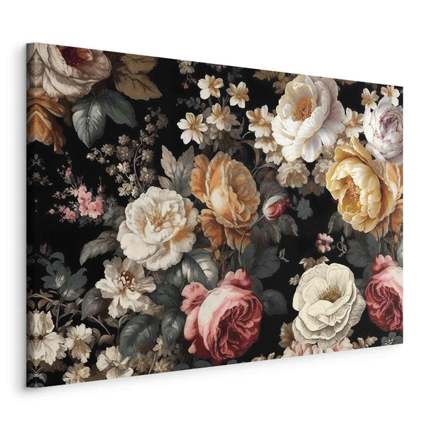 Quadro - Colourful flowers on a black background