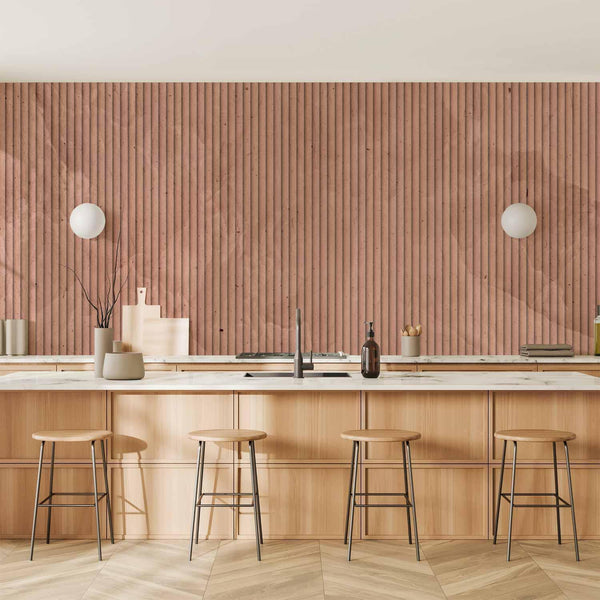 Carta da parati - Pink reed - solid background with textured vertical stripes with pattern