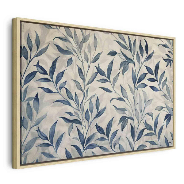 Quadro - Leaves in Blue Color Delicate Botanical Motif