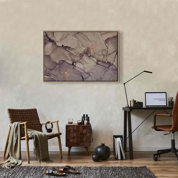 Quadro - Watercolour abstraction - powder pink marble with gold accents