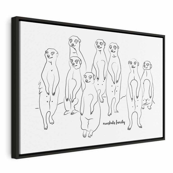 Quadro - Animal Patrol (1-part) - Meerkats on Black and White Background