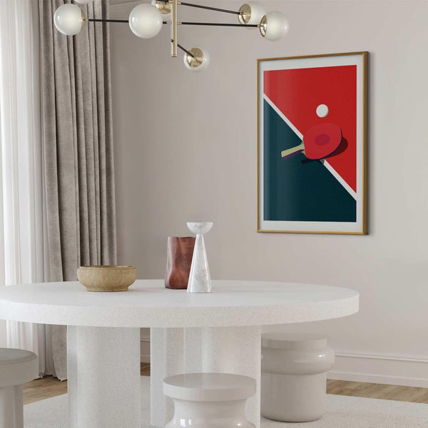 Poster - Table Tennis - Ball and Racket on a Table