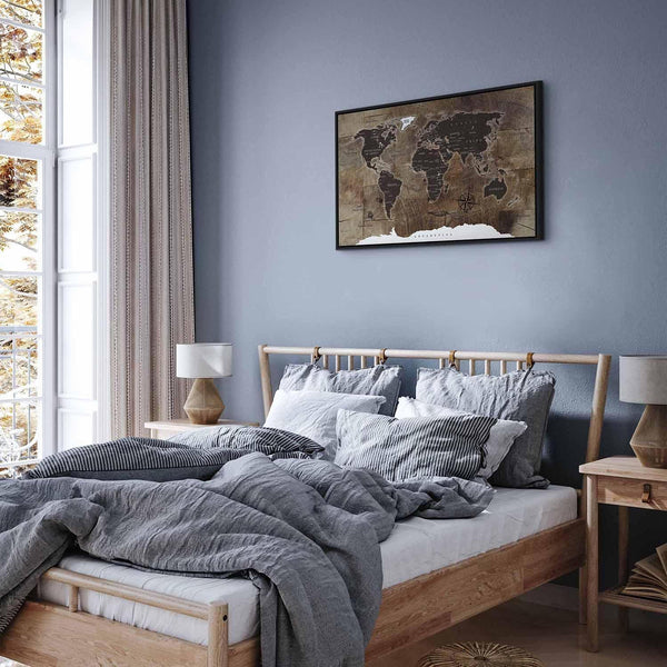 Quadro - World Map: Wooden Mosaic