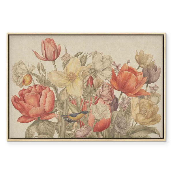Quadro - Bouquet of flowers on a cream background