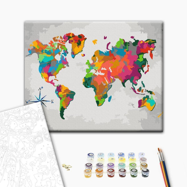 Quadro fai da te - World Map (Compass Rose)