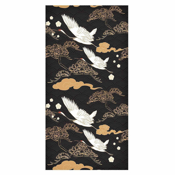 Tappezzeria murale - Oriental impressions - decorative pattern with a motif of flying cranes on a dark background