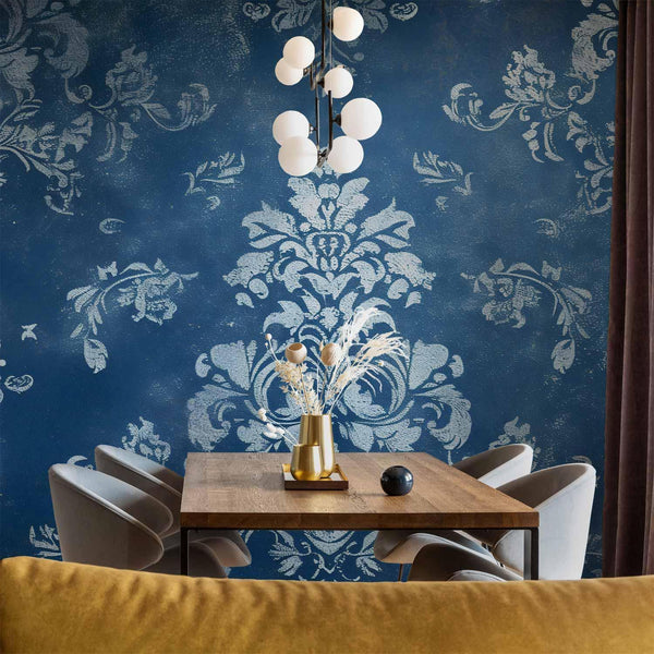 Carta da parati - Retro Ornament Decorative Motif in Worn Blues