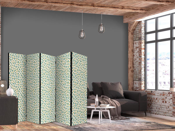 Paravento - Giraffe Pattern - Animal Pattern in Turquoise Spots on a Light Background
