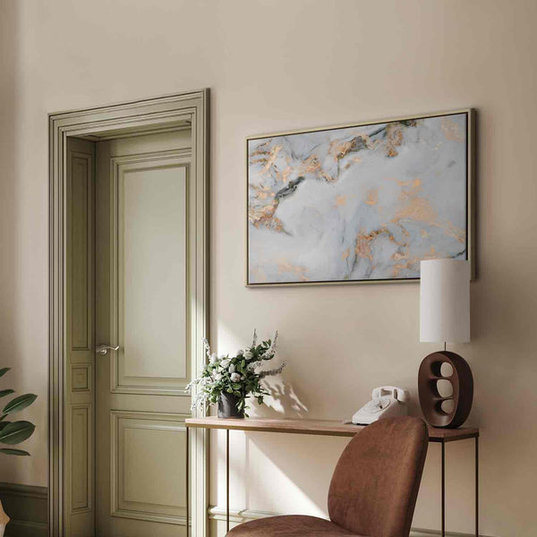 Quadro - White stone – elegant marble with golden reflections