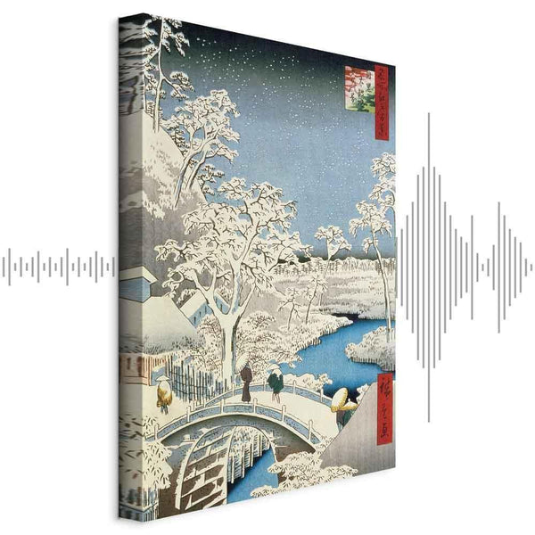 Quadro - Utagawa Hiroshige – Drum bridge and Setting Sun Hill at Meguro