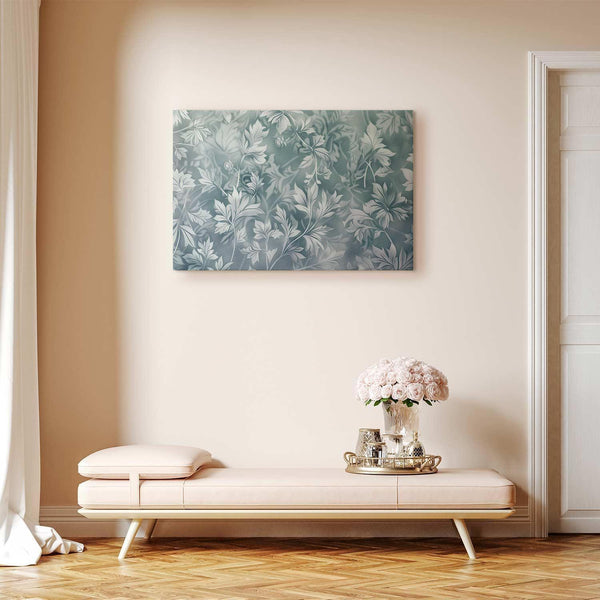 Quadro - Ornaments in Worn Muted Turquoises: Delicate Plant Pattern