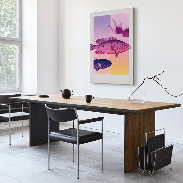 Quadro - Fish in Pastels - Stylized Fish Against Gradient Shapes