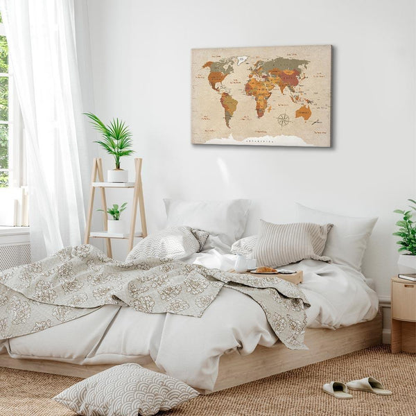 Quadro - World Map: Beige Chic