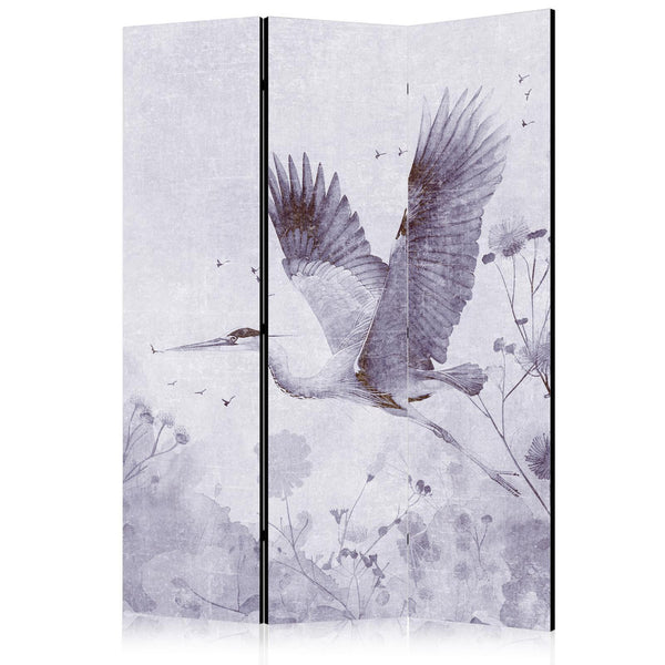 Paravento - Majestic flight - a crane in flight in monochrome, cool colours