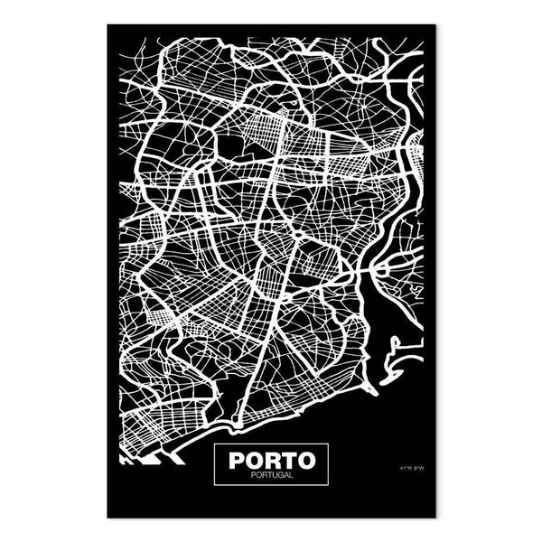 Quadro - Negative Map: Porto (1 Part) Vertical