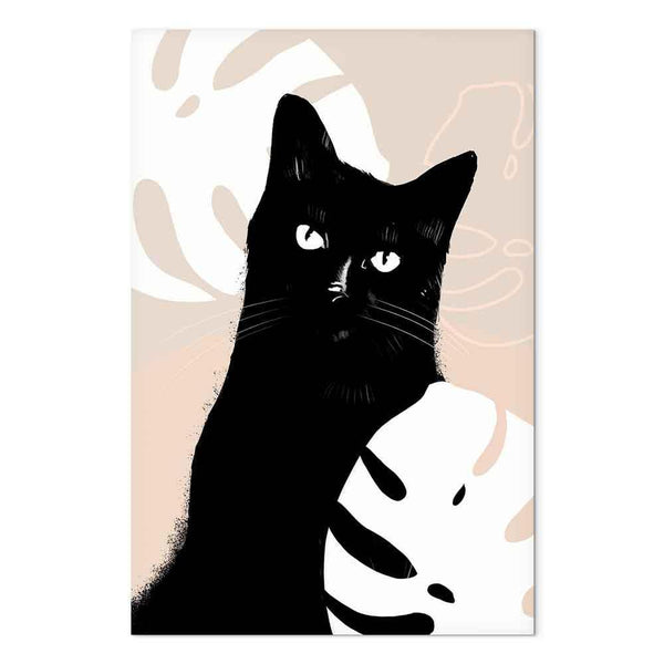 Quadro - Cat in Monsteras (1 Part) Vertical